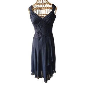 Signature by Sangria Black Ruched Asymmetrical Dress